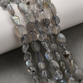 Natural Labradorite Nuggets Beads Strands, Tumbled Stone, 5~10x6~7x3~7mm, hole: 1mm, about 14.9 inch ~15.7 inch