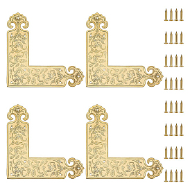 4шт. латунный защитный уголок для корпусной мебели, с 32шт. железный винт