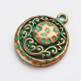 Tibetan Style Alloy Pendants, Half Round
