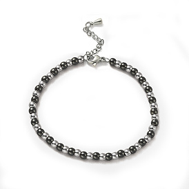 201 Stainless Steel Round Beaded Bracelet for Women