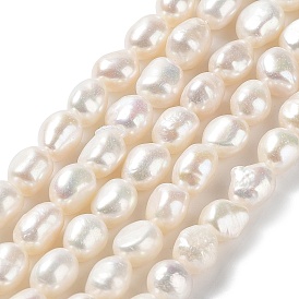 Natural Cultured Freshwater Pearl Beads Strands, Two Side Polished, Grade 5A