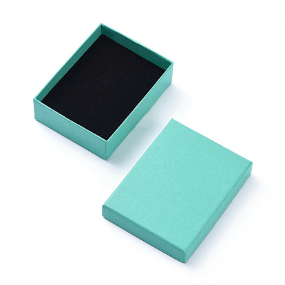 Картонная подарочная коробка шкатулки, для ожерелья, Серьги, с черной губкой внутри, прямоугольные