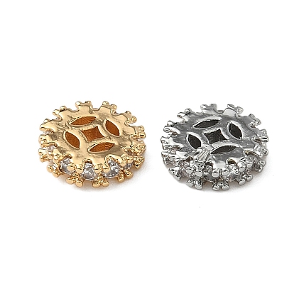 Латунные микро проложить кубического циркония бусы, плоско-круглые