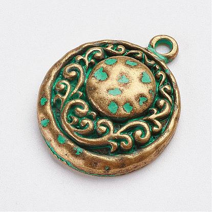 Tibetan Style Alloy Pendants, Half Round