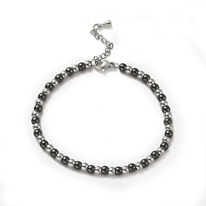 201 Stainless Steel Round Beaded Bracelet for Women