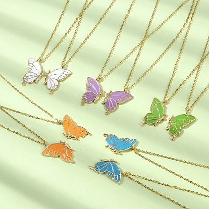 2Pcs Alloy Butterfly Pendant Necklaces, Cable Chain Necklace, Jewely for Women