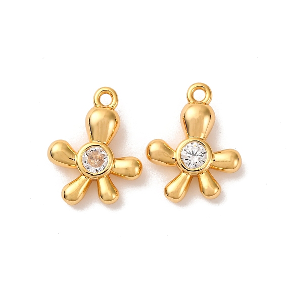 Латунные микро проложить кубического циркония подвески, цветок, долговечный, без никеля 