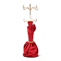 Princess Jewelry Stand, Polyester & Flannelette Dress Resin Human Model Bracket, Metal Earrings Rack Double-Deck Receptacle