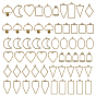 60Pcs 10 Styles Rack Plating Alloy Triangle Open Back Bezel Pendants, for DIY UV Resin, Epoxy Resin, Pressed Flower Jewelry, Mixed Shapes