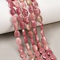 Природные родонит бисер нитей, граненые, Плоско-овальные
