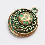 Tibetan Style Alloy Pendants, Half Round