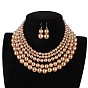 Многослойные ожерелья и серьги-подвески из пластикового жемчуга с круглыми бусинами, сплав ювелирных изделий, золотые