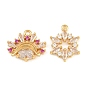 Brass Micro Pave Cubic Zirconia Charms, Flower/Eye Charms, Long-Lasting Plated, Golden