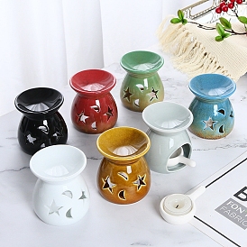 Ceramic Incense Holders, Home Office Teahouse Zen Buddhist Supplies, Vase with Star Moon Pattern