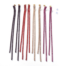 Tassel Earrings, with Brass Rhinestone Cup Chain, Golden Plated Brass Stud Earring Findings, Brass/Plastic Ear Nuts and Cardboard Packing Box
