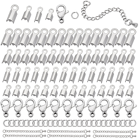 Наборы для изготовления ювелирных изделий своими руками, включая 304 складные обжимные наконечники из нержавеющей стали, складные обжимные наконечники, застежки-карабины, соединительные кольца и удлинители цепочек.