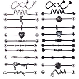 304 длинные серьги-штанги из нержавеющей стали для хрящей