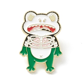 Skeleton Frog Enamel Pin, Halloween Alloy Brooch for Backpack Clothes, Light Gold