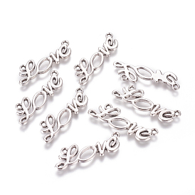 Tibetan Style Love Links/Connectors, Cadmium Free & Lead Free, 33x10x2mm, Hole: 1mm