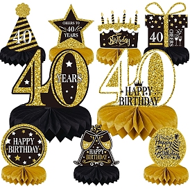 Birthday Theme Star Cake Gift Box 3D Paper Fans, Honeycomb Centerpiece Decorations for Party Festival Home Decoration
