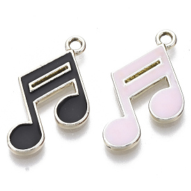 Alloy Pendants, with Enamel, Light Gold, Musical Note
