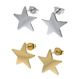 201 Stainless Steel Stud Earrings, with 304 Stainless Steel Pins, Plain Star