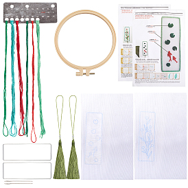 Наборы для вышивания закладок своими руками, включая ткань, нитки и иглы для вышивания, пластиковые пяльцы для вышивания