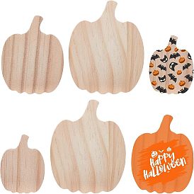 12Pcs 3 Style Halloween Theme Unfinished Wood Decorative Supplies, Pumpkin-shaped
