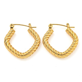202 Stainless Steel Twist Hoop Earring, with 304 Stainless Steel Pins for Women