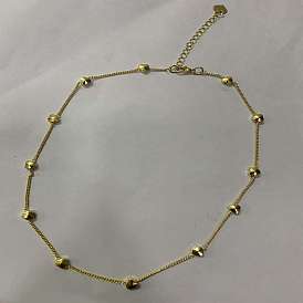 Brass Beaded Necklaces, with Heart Beads and Twisted Chains