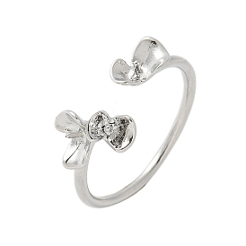 Оправы для колец из латуни в виде цветка, за половину пробурено бисера, стойки покрытие, долговечный, без свинца и без кадмия