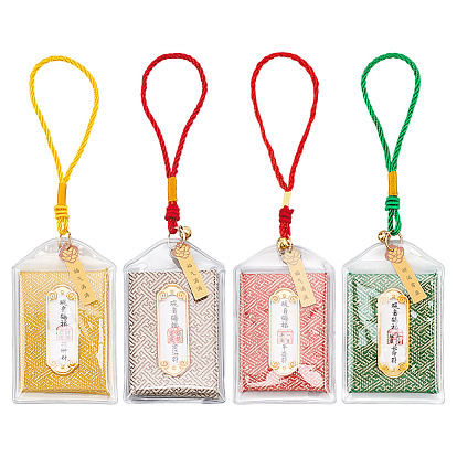 4шт 4 цвета парча благословение сумка подвеска украшения, прямоугольные