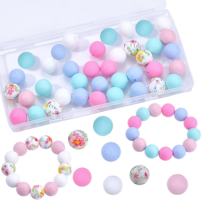 60 шт. 6 стили, экологически чистые силиконовые фокальные бусины пищевого качества, круглые