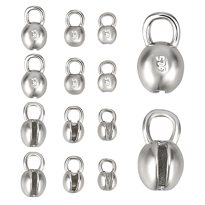 12 шт. 3 стили 925 наконечники из стерлингового серебра, Калотте заканчивается, крышка раскладушки, круглые, с полировкой из замши