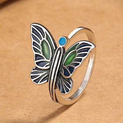 Эмалированные кольца-бабочки из сплава с регулируемыми пальцами для женщин