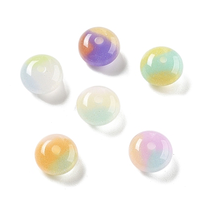 Двухцветные прозрачные смоляные бусины, имитация шарики глаза кота, рондель, с блеском порошок