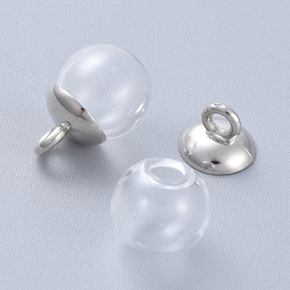 202 Stainless Steel Bead Cap Pendant Bails, for Globe Glass Bubble Cover Pendants