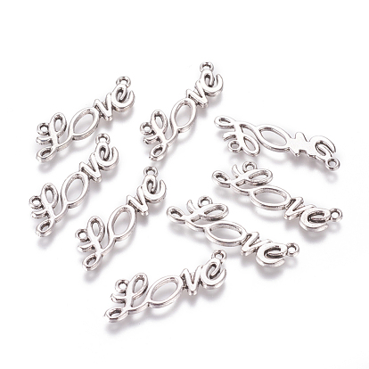 Tibetan Style Love Links/Connectors, Cadmium Free & Lead Free, 33x10x2mm, Hole: 1mm