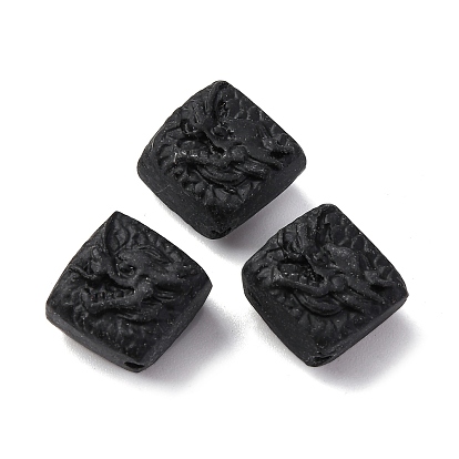 Cinnabar Beads, Carved Lacquerware, Rhombus