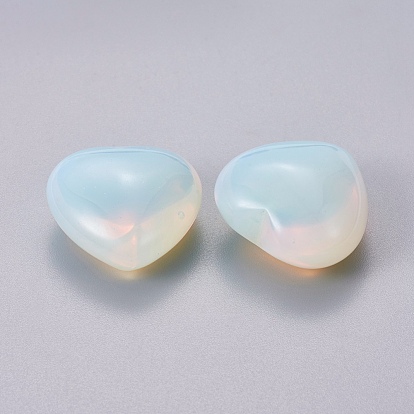 Synthetic Opalite Beads, Heart, No Hole/Undrilled