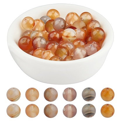 Natural Red Agate Beads Strands, Dyed, Round