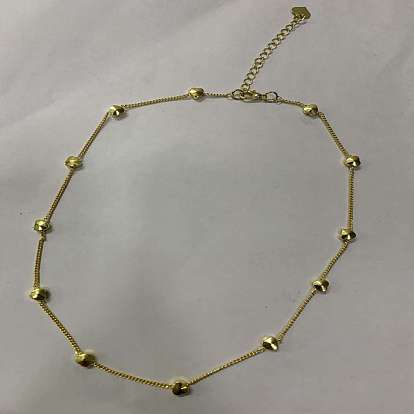 Brass Beaded Necklaces, with Heart Beads and Twisted Chains