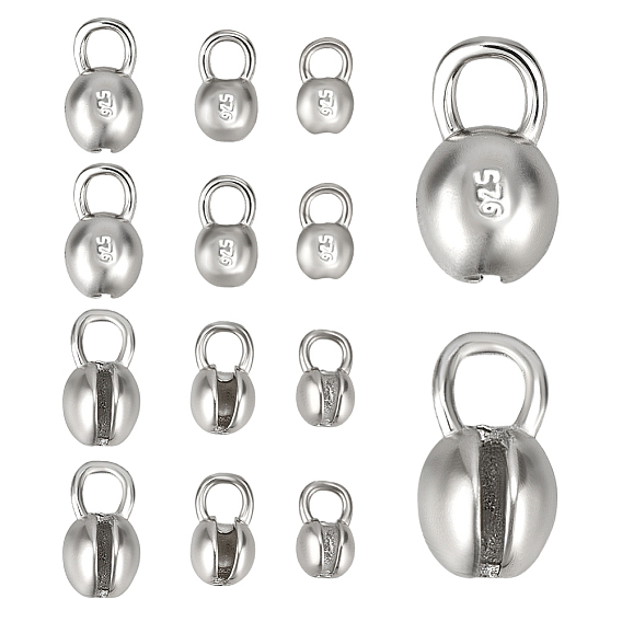 12 шт. 3 стили 925 наконечники из стерлингового серебра, Калотте заканчивается, крышка раскладушки, круглые, с полировкой из замши