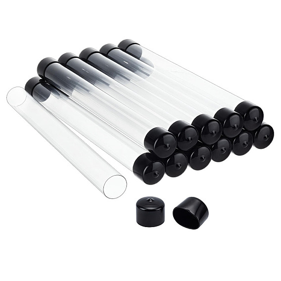 Transparent PC Plastic Bead Storage Tubes, with Double Black Lids