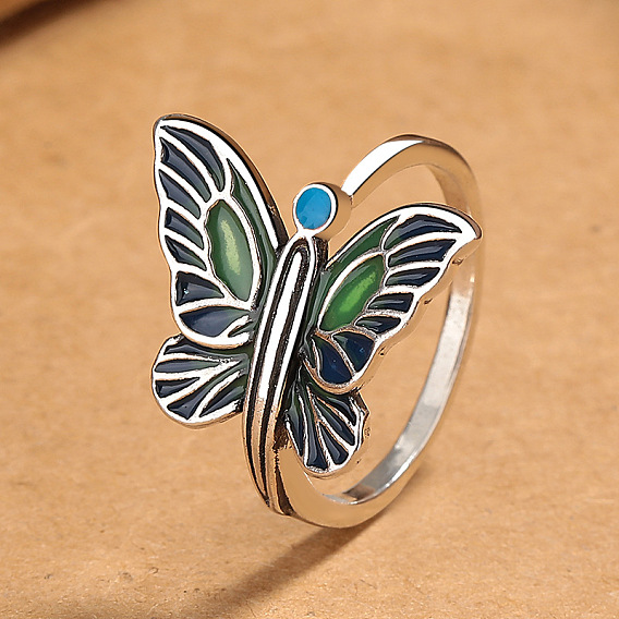 Эмалированные кольца-бабочки из сплава с регулируемыми пальцами для женщин