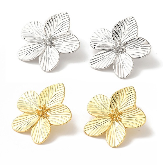 Серьги-гвоздики из латуни с реечным покрытием, без кадмия и без свинца, долговечный, цветок