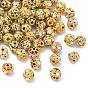 Бусины из сплава и страза, с эмалью, круглые, золотые