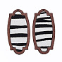 Eco-Friendly Cowhide Leather Big Pendants, Lantern with Zebra Pattern