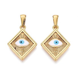 304 подвески из нержавеющей стали и эмали, ромб и амулеты от сглаза, Небесно-голубой