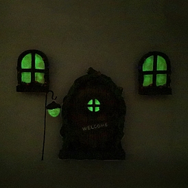 Luminous Mini Resin Elf Window and Door Sculpture, Glow in the Dark, for Garden Tree Decoration